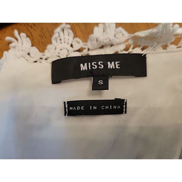 Miss Me womens white sleeveless dress size Small crochet detail front slit lined - Picture 11 of 14